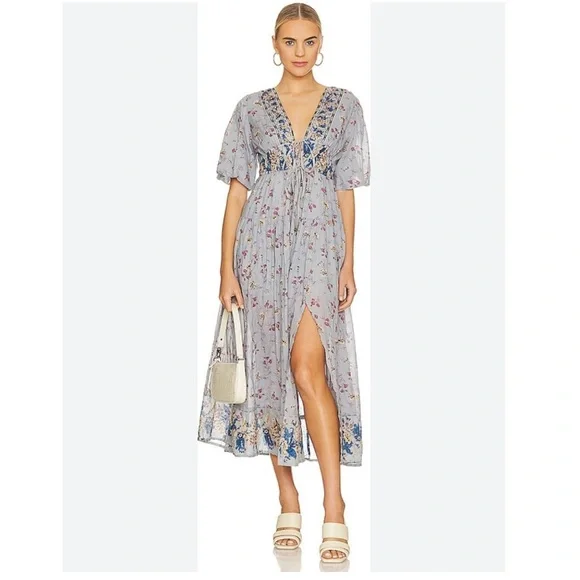 Free People Lysette Maxi Dress Bluebell Combo - Picture 1 of 12